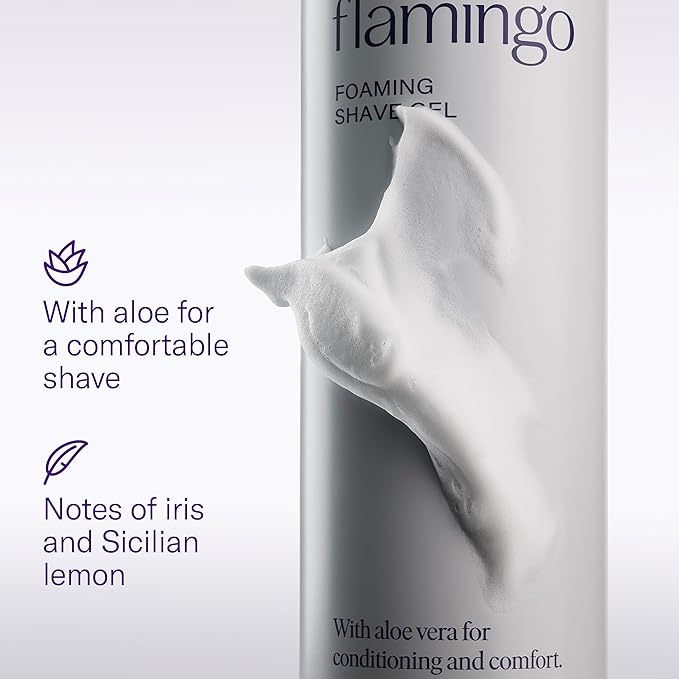 Flamingo Razors for Women Shave Set, 1 Women's Razor Handle (Sage), 2 Razor Five-Blade Refills, 1 oz. Foaming Shave Gel, and 1 Shower Holder
