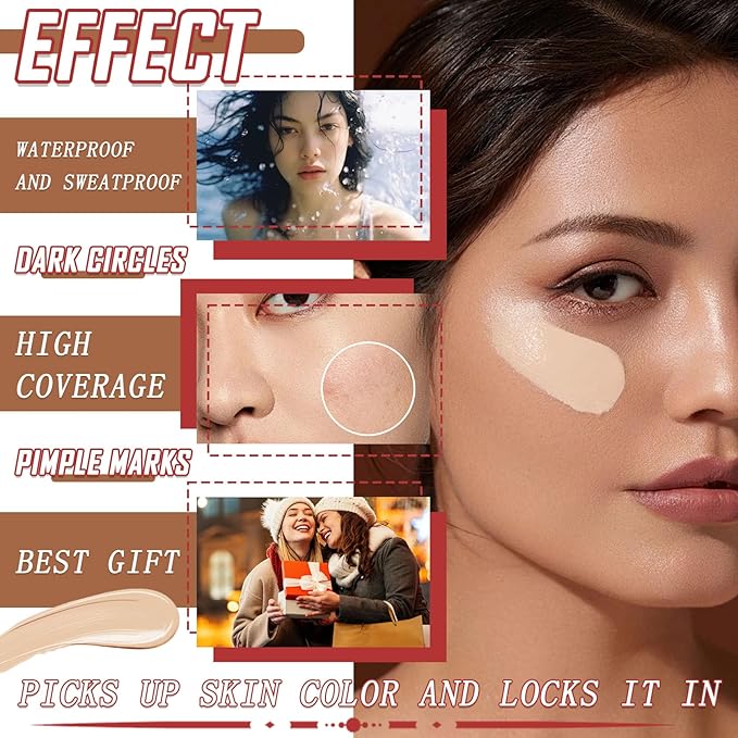 5 Colors Correcting Concealer Palette,Waterproof Long Lasting Cream Contour Palette for Women,Contouring Concealer Liquid Foundation Makeup Palette with Brush 01#