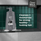 DOVE MEN + CARE Shampoo Charcoal + Clay 3 Count For Healthy-Looking Hair Naturally Derived Plant Based Cleansers 25.4 oz