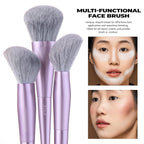 Jessup Face Makeup Brush Set 3 pcs, Ultra-Soft Dense Makeup Brushes for Foundation Contour Powder and Blush, Premium Synthetic Fiber, Luxury Purple T513