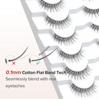 False Eyelashes Natural Look Wispy Lashes 10mm Short Lash C Curl 0.1MM Thin Band Lashes Pack Siligli Fake Eyelash 7 Pair