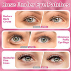 Eye Mask, Pink Rose Under Eye Patches (20 Pairs) Pink Rose Under Eye Masks Hyaluronic Acid Eye Patches for Dark Circles and Puffiness, Reduce Wrinkles and Fine Lines Under Eye Area - Pink