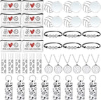 72 Pcs Sports Team Gifts Include 12 Makeup Bags 12 Lip Balm 12 Lip Balm Holder 12 Necklace 12 Adjustable Bracelet 12 Mirrors for Sports Lovers Players Party Favors (White, Volleyball)