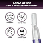 Wahl Clean & Confident Female Battery Pen Trimmer with Rinseable Blades for Eyebrows, Facial Hair, & Light Grooming- Hygienic Grooming & Easy Cleaning with Battery Included - Model 5640-100