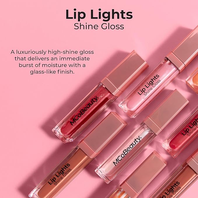 MCoBeauty LipLights Shine Gloss, Marshmallow, Soft Pink Shine for Irresistible Lips, Vegan, Cruelty Free Cosmetics