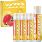 4-Pack Watermelon SPF 15 Lip Balm - Organic Ingredients, Broad Spectrum UVA/UVB Protection - Hydrating & Moisturizing, USA Made
