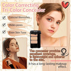 3 Colors Corrector Palette,Moisturizing Long Lasting Waterproof Cream Contour Makeup Palette,Color Correcting Concealer,Natural Flawless Full Coverage Liquid Foundation Set with Makeup Brushes