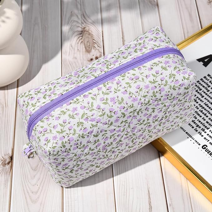 Soidram floral makeup bag quilted