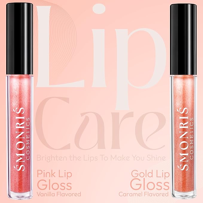 SMONRIS Moisturizing Shiny Lip glosses to Heal Dry Lips for Long Lasting Hydration – High Shine Cruelty Free Non-Sticky Lip Plumper with Vitamin E, Coconut Oil, Hyaluronic acid and Glitter Finish