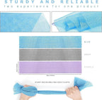 UJFQBH 3 Pieces African exfoliating net African Net Long Net Bath Sponge Exfoliating Shower Body Scrubber Back Scrubber Skin Smoother,Great for Daily Use (Purple Gray Blue)