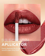 MAKI YIKA Red Lipstick for Women Metallic Lipsticks Glitter Long Lasting Lipstick No Smudge No Transfer Shimmer Liquid Lip Gloss (BR06 Dangerous)