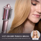 Shark FlexFusion Hair Straightener & Powerful Hair Dryer with Fusion Hair Brush, Ceramic Air Styler with Auto-Wrap Hair Curlers & Concentrator, Ceramic Plates, Cosmic Blush HD641S
