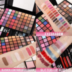 All In One Professional Makeup Kit Include Eyeshadow Palette Blushes Compact Bronzing Highlighter Powder Glitter Lipliner Eyeliner Pencil Brushes with Mirror Make Up Set Christmas Gifts For Women Girl