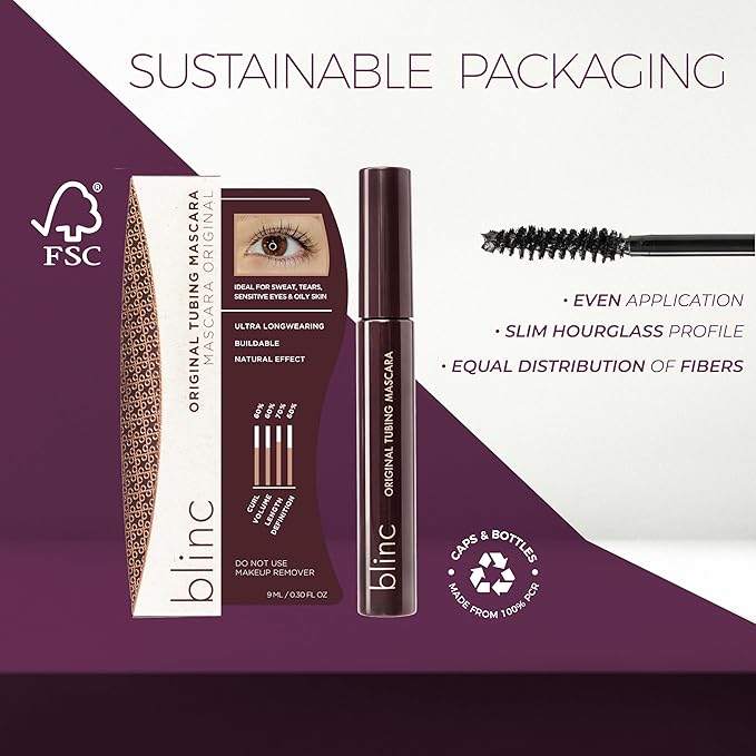 Blinc Original Tubing Mascara, Natural looking Lengthening, Ultra-Longwearing Washable, Vegan, Gluten-Free and Cruelty-Free, Black, 9mL / 0.30 Fl. OZ