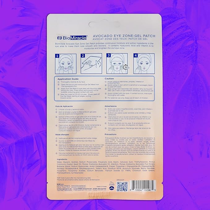 BioMiracle Avocado Eye Zone Gel Patch, Under Eye Treatment, For Under Eye Bags, Avocado Gel Patch (Pack of 3)