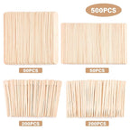 4 Style 500 Pcs Waxing Sticks Assorted Wax Applicator Sticks For Body Legs Face With Small Medium Large Sizes Wood Popsicle Sticks For Waxing Or Wood Craft Sticks