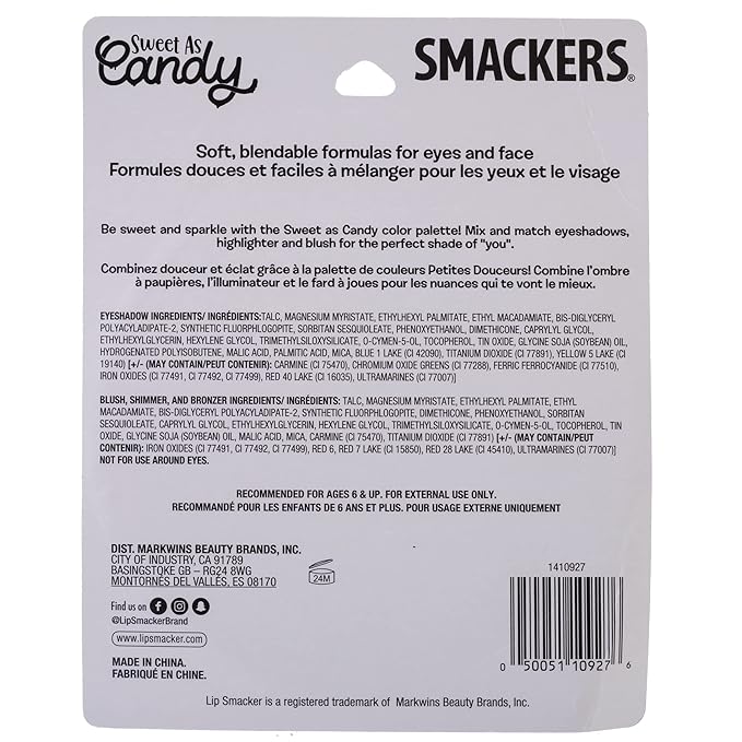 Lip Smacker Sparkle & Shine Eyeshadow Makeup Palette, Sweet as Candy Shimmer | Christmas Make Up Collection | Holiday Present | Gift for Girls