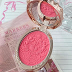 Flower Knows Strawberry Rococo Embossed Blush;Pink Matte Finish;Buildable & Blendable Powder Blush for cheeks,Natural Flush for All Skin Tones(G01 Romantic Blossom,4.6g)