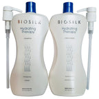 Biosilk Hydrating Therapy Shampoo and Conditioner 34oz with Two Pumps Bundle