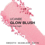 UCANBE Baked Blush for Cheek, Glow Blushing Palette - Seamless Silky Blendable Powder Blush Makeup Palette, Delivering Long Last Natural Ruddy Complexion, 01 First Sight
