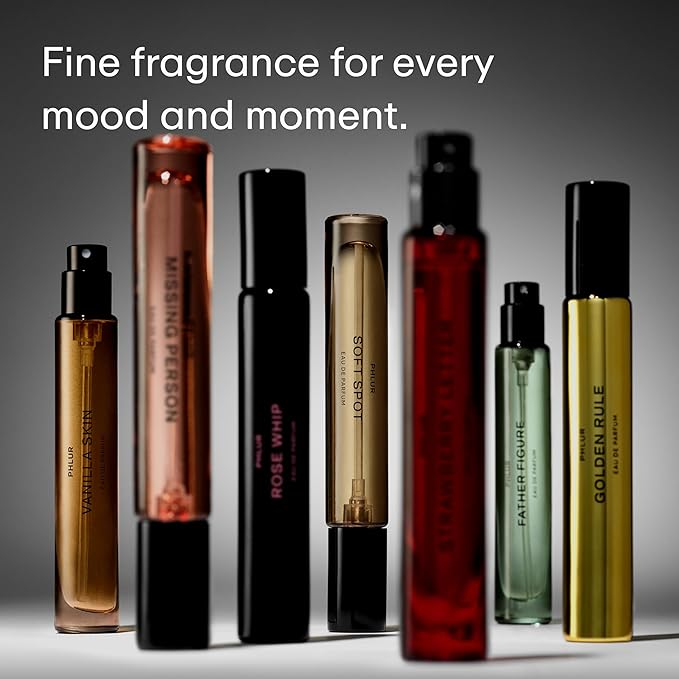 PHLUR Golden Rule Eau de Parfum - Travel Size Perfume Fragrance - Fruity Floral Perfume with Mandarin, Pink Pepper, Pear, Jasmine, Coconut Milk, Sandalwood & Vanilla Cream (9.5mL)