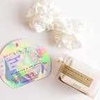 Bride Gift Box - Bride to Be Gift Set for Bridal Shower, Engagement Party, Bachelorette Party, Wedding Shower - White Silk Sateen Hair Scrunchies, Diamond Eye Mask, Bride Emergancy Kit