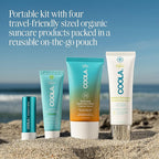 COOLA Organic Sunscreen and Lip Balm SPF 30 Sun Essentials Kit, Dermatologist Tested and TSA Approved, Vegan and Gluten Free, 4 Items Total