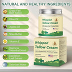 Beef Tallow for Skin, Organic Grass Fed Whipped Beef Tallow Moisturizer Deeply Nourishing for Face & Body, Natural Unscented Tallow Face Moisturizer Smooth Soft for Dry Skin, 4oz