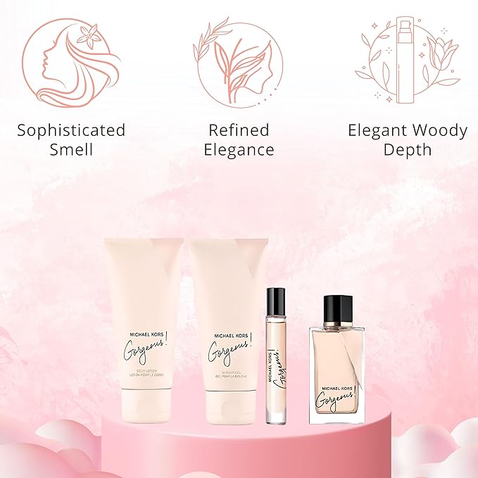 Gorgeous by Michael Kors for Women - 4 Pc Gift Set 3.4oz EDP Spray, 3.4oz Body Lotion, 3.4oz Shower Gel, 0.33 oz EDP Spray