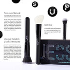 Jessup Makeup Brush Set 10pcs Black Make up Brushes Set Professional with Natural Synthetic Hair for Foundation Blending Blush Concealer Eyeshadow Eyebrow Eyeliner, T323