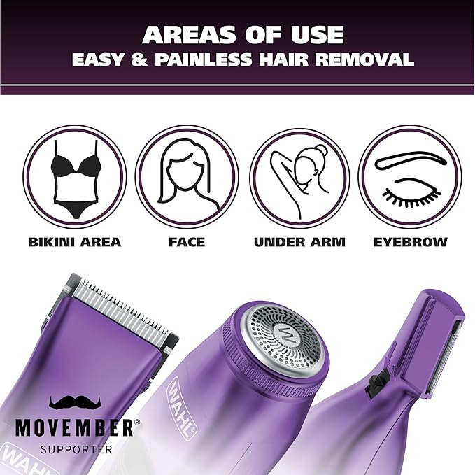 Wahl Pure Confidence Rechargeable Electric Trimmer, Shaver, & Detailer for Smooth Shaving & Trimming of The Face, Underarm, Eyebrows, & Bikini Areas – Model 9865-100