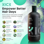 Kick Mens Shampoo - Peppermint & Tea Tree for Oil Control - Sulfate-Free, Refreshing Formula - Anti-Dandruff and Scalp Soothing - Shampoo for Oily Hair - Cruelty-Free - 16.6oz