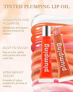 Hydrating Lip Glow Oil-3Pcs Tinted Plumping Lip Oil Lip Plumper, Moisturizing Smooth Lipgloss for Lip Care, Glossy Finish Clear Tint Shiny and Vegan Juicy Lip Gloss,Nourishing Non-Sticky Formula-Set B