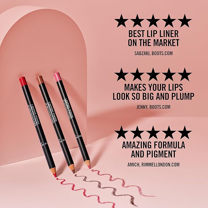 Rimmel Lasting Finish 8HR Soft Lip Liner Pencil - Vibrant, Blendable Formula to Lock Lipstick in Place for 8 Hours - 505 Red Dynamite, .04oz
