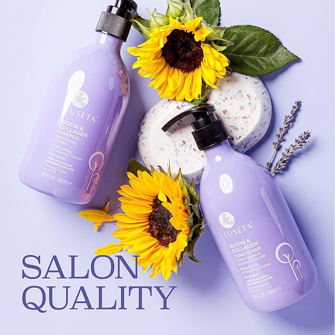 Luseta Biotin Shampoo and Conditioner for Hair - Thickening Shampoo for Thinning Hair - Infused with Argan Oil to Repair Damaged Dry Hair - Sulfate Free Paraben Free-2 x 16.9 fl oz