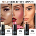 3Pcs Cream Contour Stick Makeup Kit - Cream Blush Stick Highlighter Stick Contour Bronzer Stick for Cheeks, Waterproof Long Lasting Blendable, Contour Stick Trio for Face Makeup (#01, 03, 04)