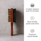 Diane Premium 100% Boar Bristle 2-Sided Club Brush for Men and Barbers, Medium and Firm Bristles for Thick Coarse Hair, Detangling, Smoothing