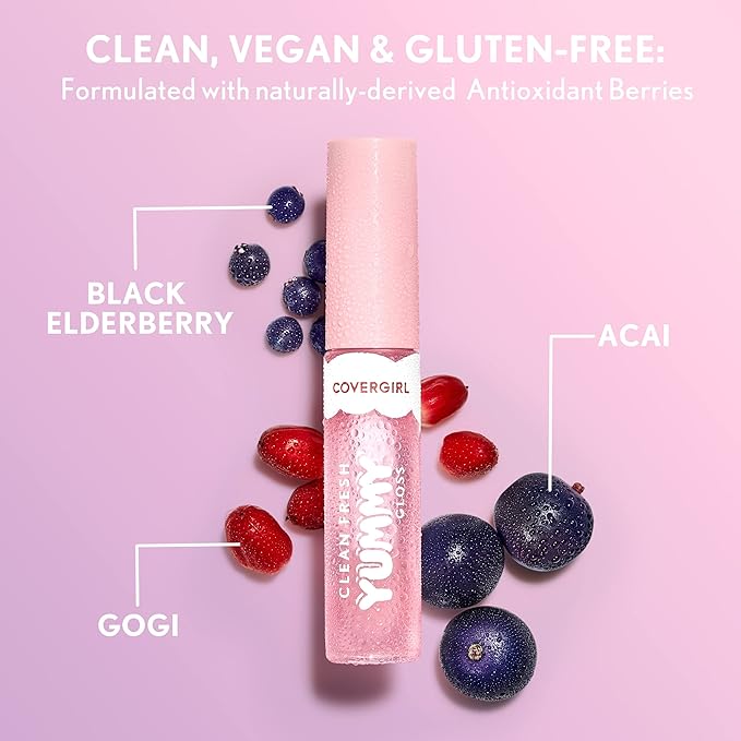 COVERGIRL Clean Fresh Yummy Lip Gloss, Sheer, Natural Scents, Vegan Formula - Letâ€™s Get Fizzical