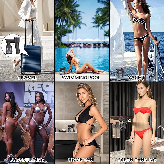 Cordless Spray Tan Machine Rechargeable and Handheld Spray Tan Gun Cordless with Spray Tan Disposables 9 in 1 Complete Set Used for Home Tan Mobile Tan Travel Tan Beach Tan