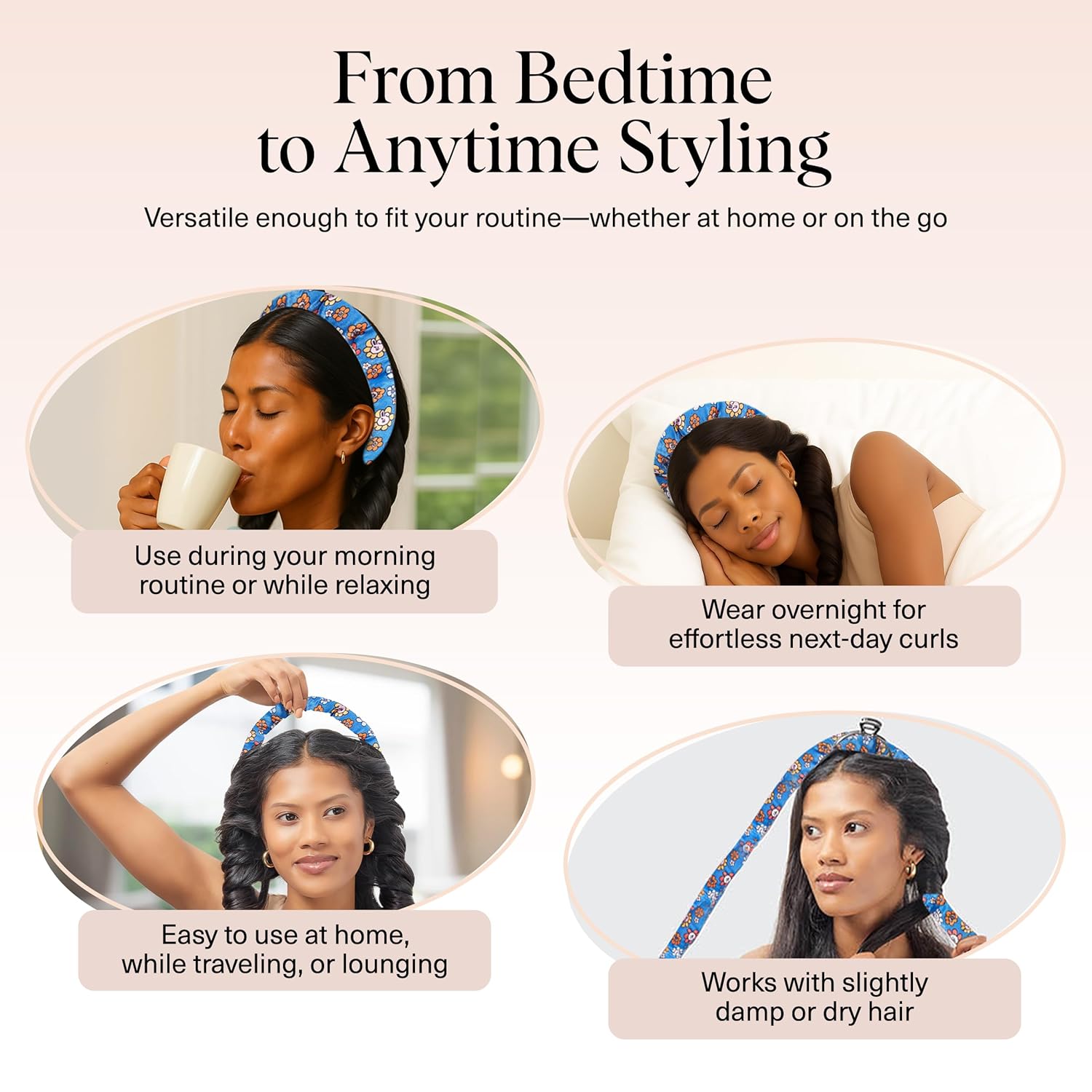 BT21 x Kitsch Satin Heatless Hair Curler Set - Heatless Curls Overnight, Hair Rollers for Soft Curls & Frizz-Free Styling, No Heat Curlers To Sleep in, Curling Rod Headband for Overnight Curl - BT21