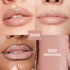 Oulac Beige Nude Satin Lipstick Set - Matte Lip Base, Full Coverage Lip Color, Satin Matte Finish, Cream Texture, Hydrating, Infused with Hyaluronic Acid, 4g*2 SG01+SG02