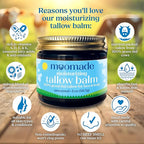 Organic Beef Tallow Balm with Rosehip Oil | Unscented 2 oz – Hand Made in USA 100% Grass-Fed Beef Tallow Moisturizer for Face & Body, Baby, Eczema, Acne-Prone & Sensitive Skin