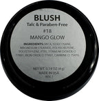 Mango Glow Shimmering Dusty Muted Pink Blush Bronzer Pressed Cheek Color Powder, Talc & Paraben Free, 4 Grams, No Animal Testing & Cruelty Free