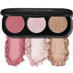 FOCALLURE Blush and Highlighter Palette,3 in 1 Makeup Powder, Cruelty-Free Matte, Shimmer Illuminator for a Glowing Look,#03