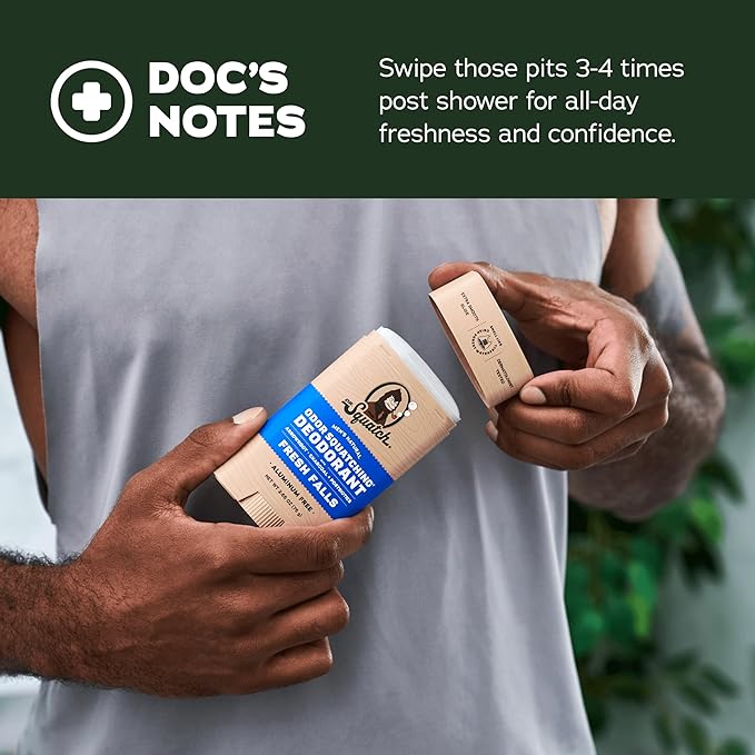 Dr. Squatch Natural Deodorant for Men - Odor-Squatching Aluminum Free - Coconut Castaway & Fresh Falls (2.65 oz, 2-Pack)