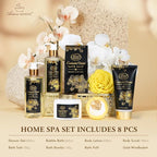 Spa Gift Baskets for Women, Gift Set for Mom Enchanted Orchid Scent, Home Spa Kit with Bubble Bath, Body Lotion, Bath Bomb, Bath Salt, Bath Gift Baskets, Birthday Gifts for Women