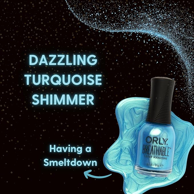 Orly Melting Point Turquoise Vlue Shimmer Nail Polish | Long-Wearing, Full Coverage Formula with Gripper Cap | Vegan & Cruelty-Free (Having A Smeltdown)
