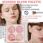 4 Colors Blush Palette for Cheeks,Face Matte Contour Brush 03
