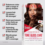 Revlon ColorSilk Tone + Gloss + Care Demi Permanent Hair Color, Dye Kit with Leave-In Scalp and Haircare Serum, 2x Shinier, 4x Stronger, 4 Dark Brown, 4.5 fl oz