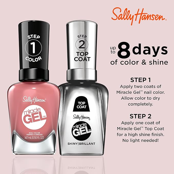 Sally Hansen Miracle Gel™, Mauve-olous, Long Lasting, Gel-Like Formula, No UV Lamp Needed, Pink Nail Polish